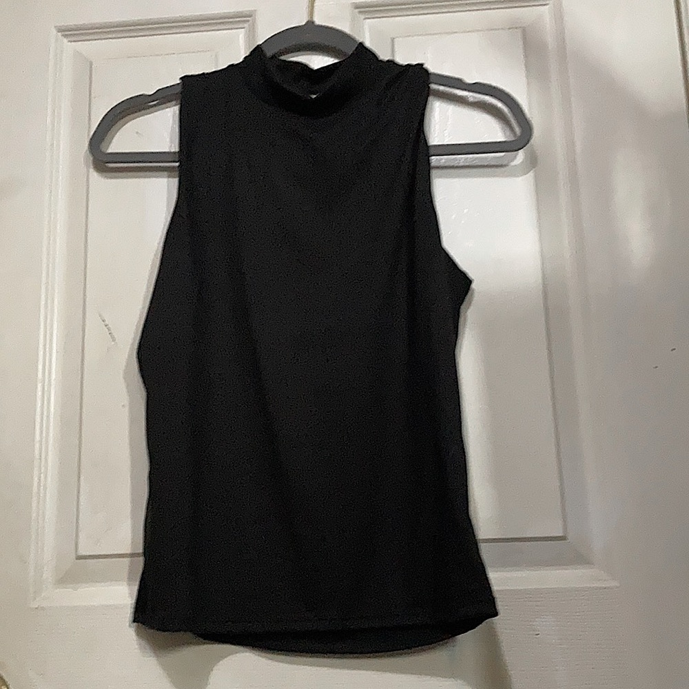 Black Short Sleeve High Neck Line